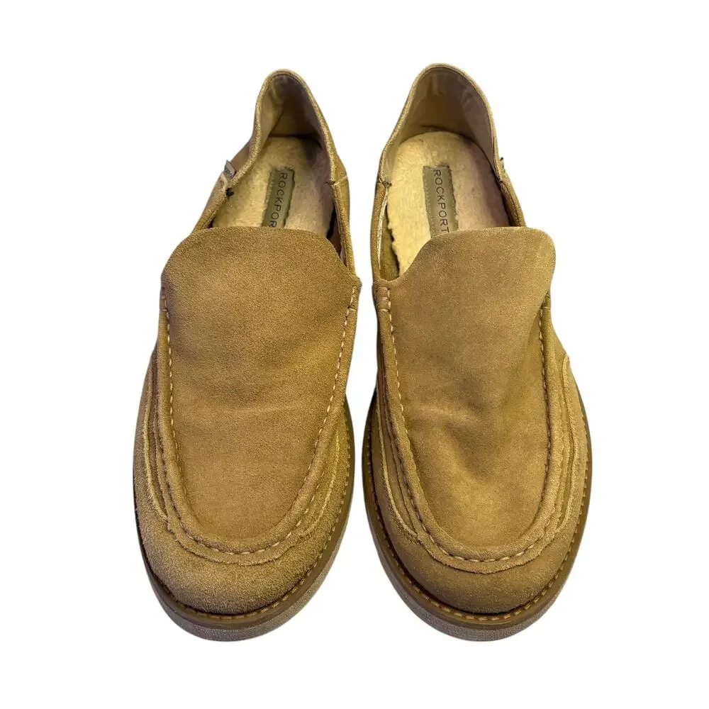 Rockport Men's 9.5 M Beige Nubuck Axelrod Loafer Shoe Faux‎ Sherpa Casual